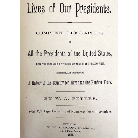 Lives Of Our Presidents Biography 1884 1st Edition Victorian HC Illustrated WHBS - Picture 3 of 9
